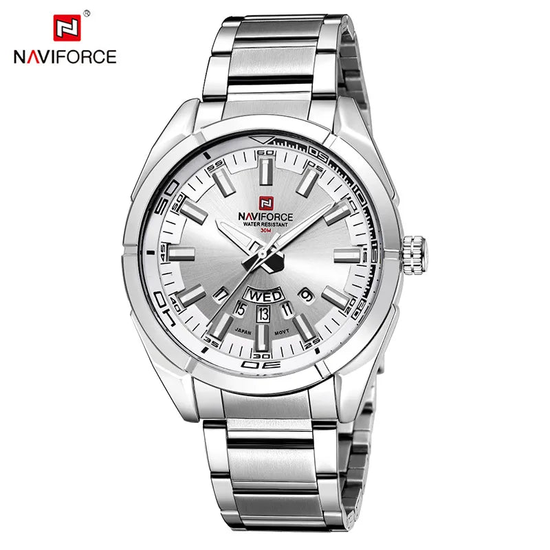 NAVIFORCE Classic Casual Watch for Men Stainless teel Sport Waterproof Male Watches Quartz Date Display Clock  Relogio Masculino