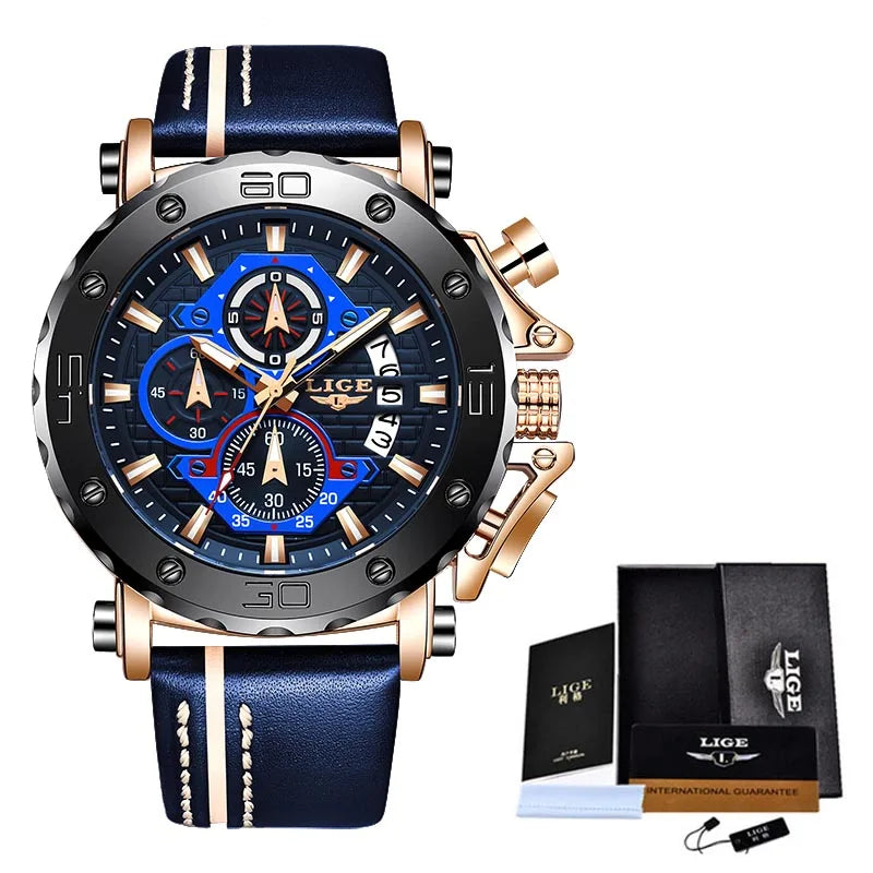 LIGE 2024 New Business Silicone Mens Watches Top Brand Luxury Quartz Watch For Men Waterproof Sport Big Dial Military Wristwatch