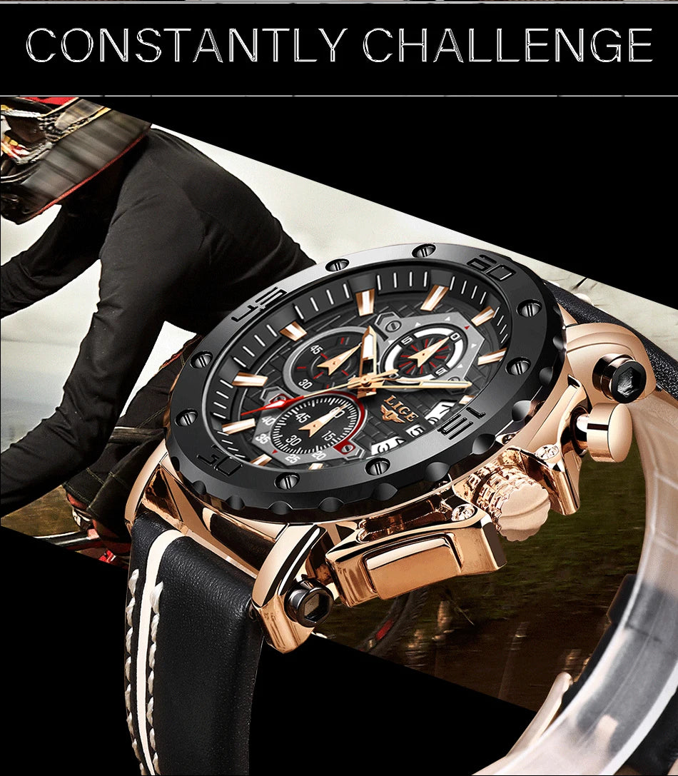 LIGE 2024 New Business Silicone Mens Watches Top Brand Luxury Quartz Watch For Men Waterproof Sport Big Dial Military Wristwatch