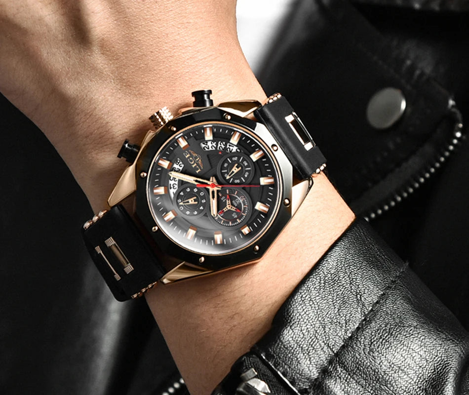 2024 LIGE New Fashion Mens Watches Top Brand Luxury Silicone Sport Watch Men Quartz Date Clock Waterproof Wristwatch Chronograph
