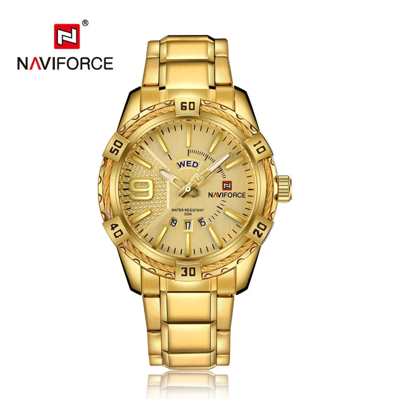 NAVIFORCE Luxury Brand Men's WristWatch Original Fashion Quartz Classic Watches For Men Waterproof Business Steel Band Clock Man