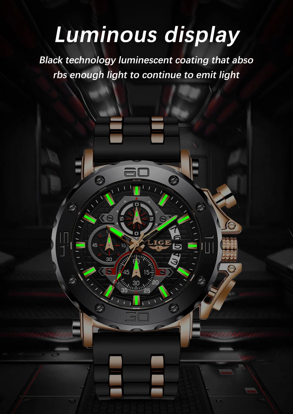 LIGE 2024 New Business Silicone Mens Watches Top Brand Luxury Quartz Watch For Men Waterproof Sport Big Dial Military Wristwatch