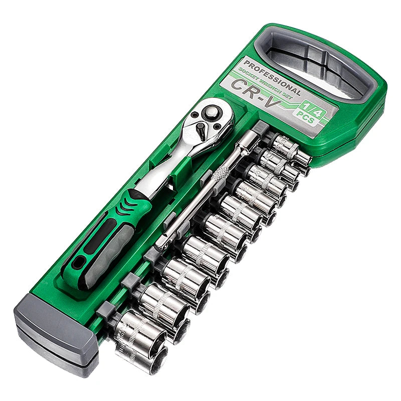 Ratchet Socket Wrench Set 1/4 3/8 1/2 Combination Motorcycle Car Repair Hand Tools Spanner Sleeves Head Auto Repairing Kit