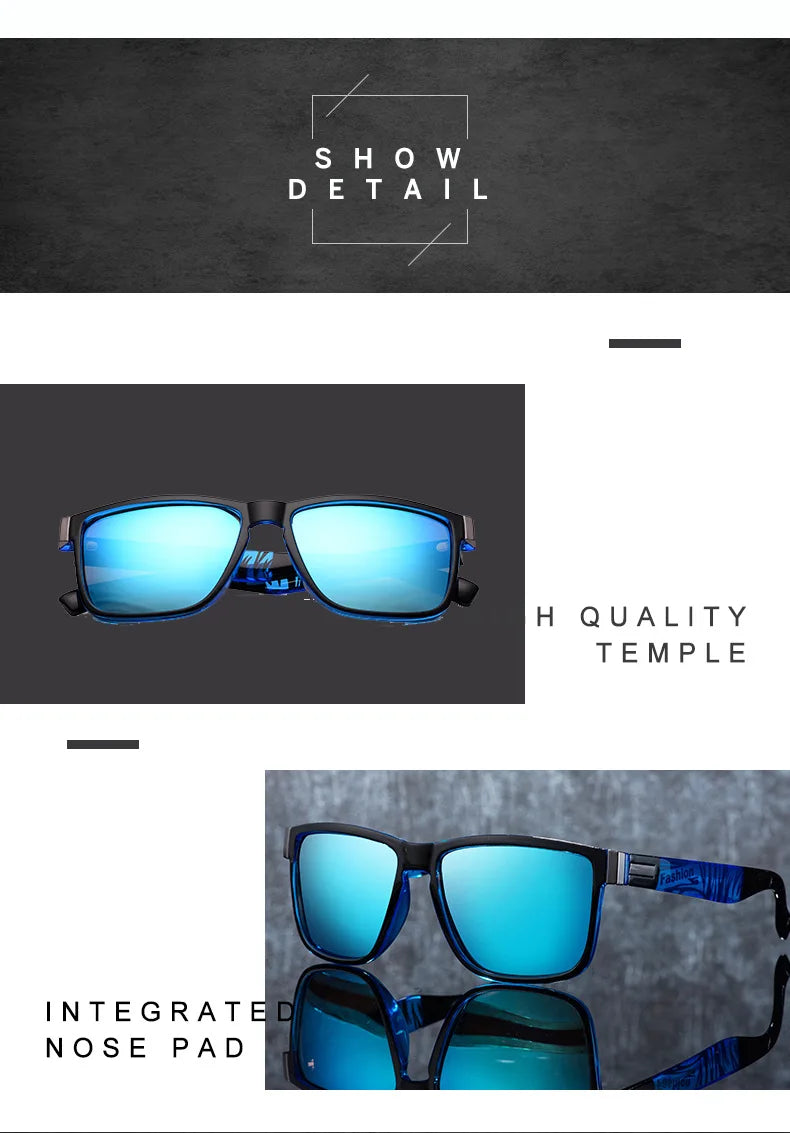 Fashionable Men Women Polarized Sunglasses Luxury Brand Designer Sun Glasses Vintage Square Driving Fishing UV400 Man Eyewear