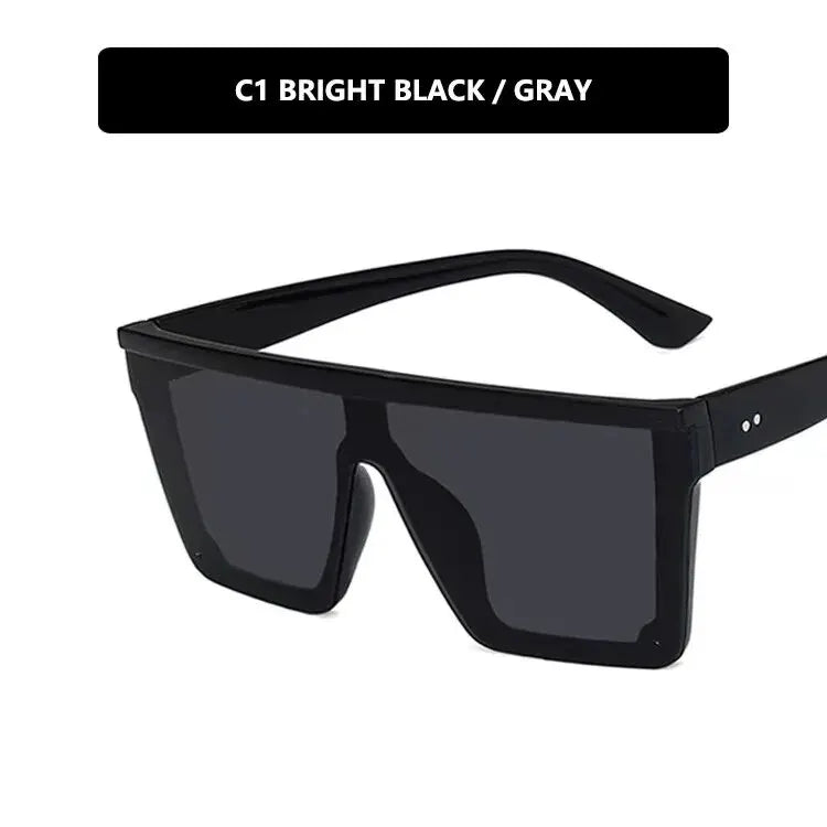New Large-frame One-piece Sunglasses, European And American Fashionable Square Frame Sunglasses For Women, Colorful Glasses