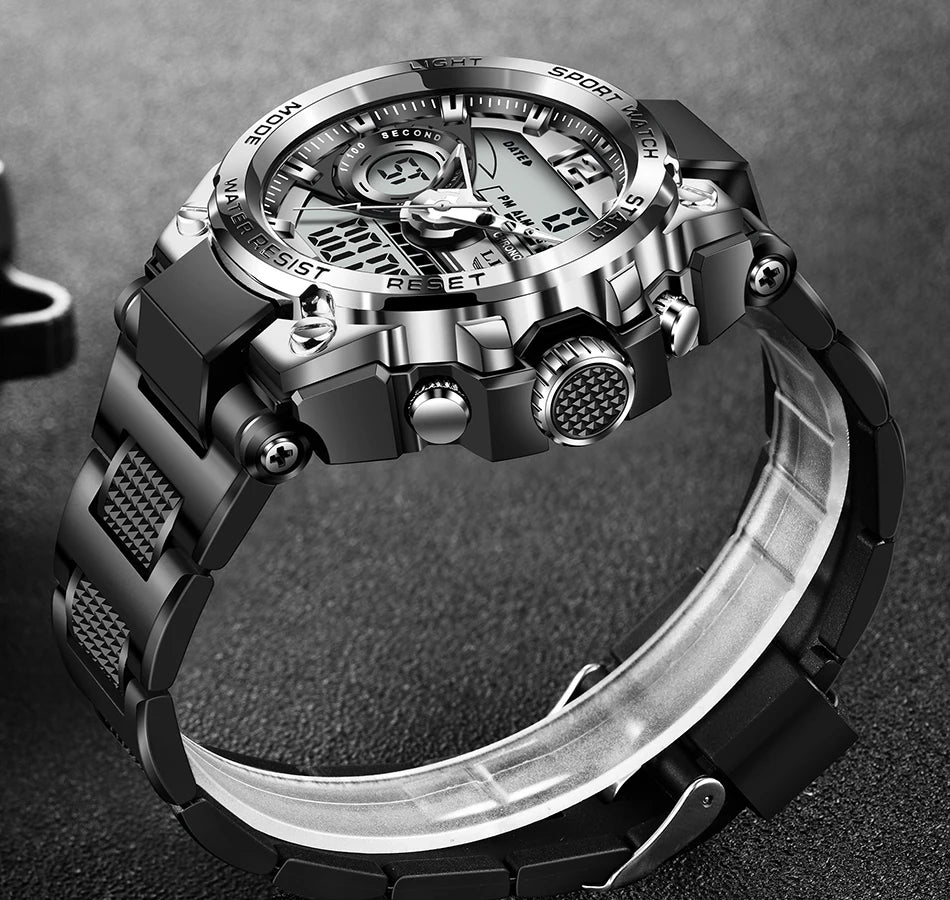LIGE Men Military Watch Digital 50m Waterproof Wristwatch LED Quartz Clock Sport Watch Male Big Watches Men Relogios Masculino