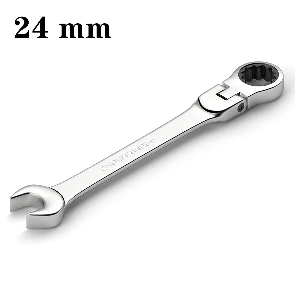 Flex-head Ratcheting Wrench Set,1Pcs Metric 6-24mm Chrome Vanadium Steel Universal Spanners for Car Repair Hand Tools