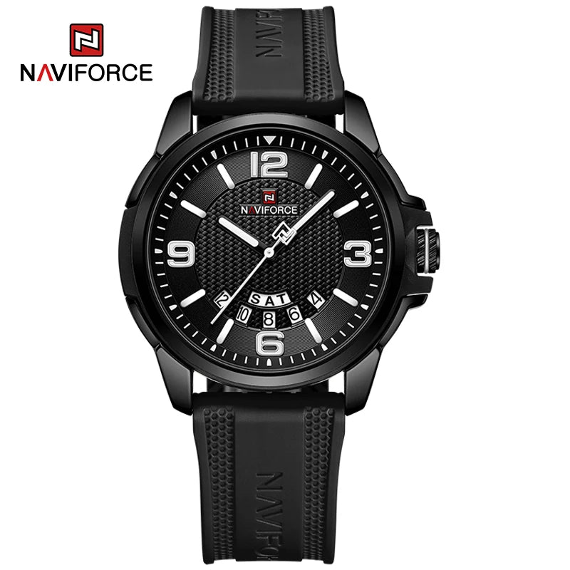 NAVIFORCE Creative TPU Strap Male Wristwatch Fashion Sports 3ATM Waterproof Quartz Day and Date Display Men Watches Reloj Hombre