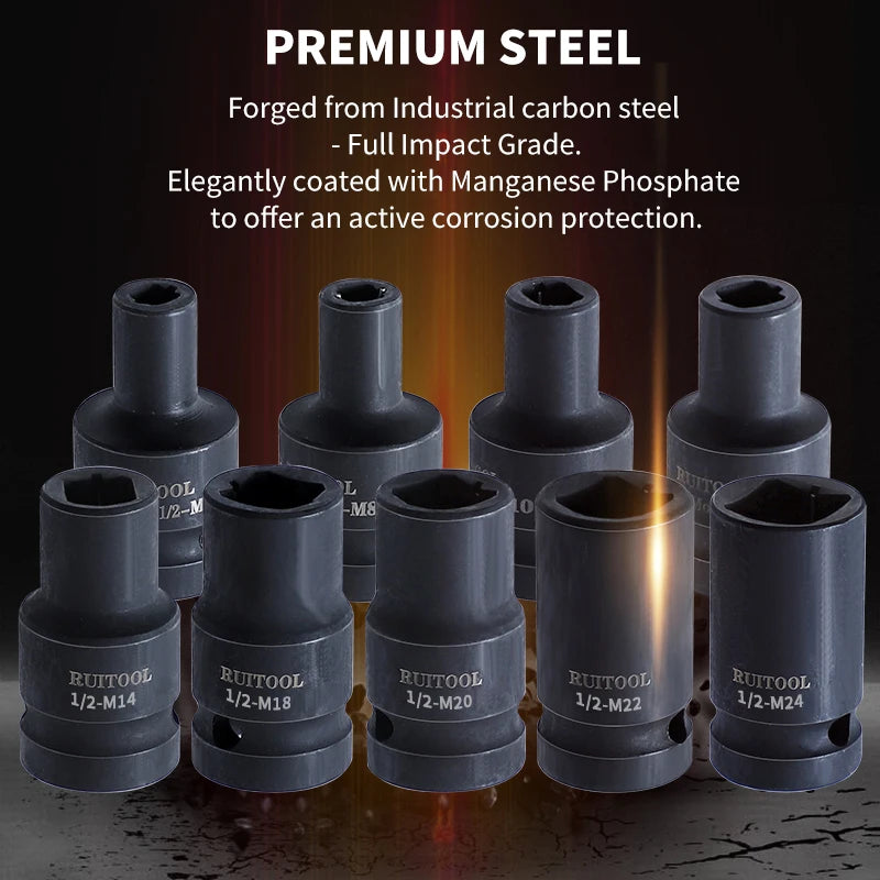 9pcs Tap Socket Set M6-M24 Alloy Steel Machine Tap Holder 1/2'' Square Interface Quick Change Thread Taps Adapter for Power Tool
