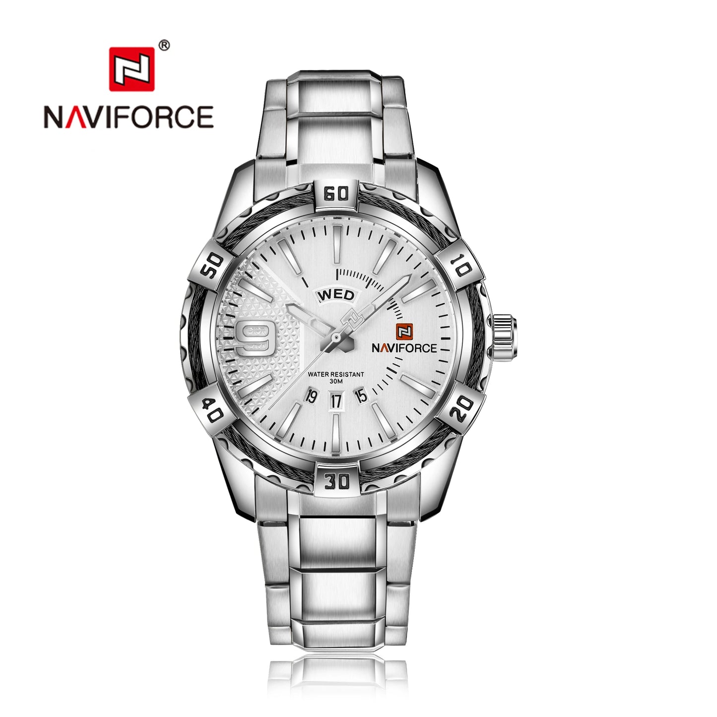 NAVIFORCE Luxury Brand Men's WristWatch Original Fashion Quartz Classic Watches For Men Waterproof Business Steel Band Clock Man