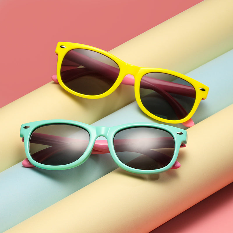 Polarized Kids Sunglasses TR90 Silicone Gel Frame Classic Square Children Sun Glasses Girls Boys Multi Color Baby Goggles UV400