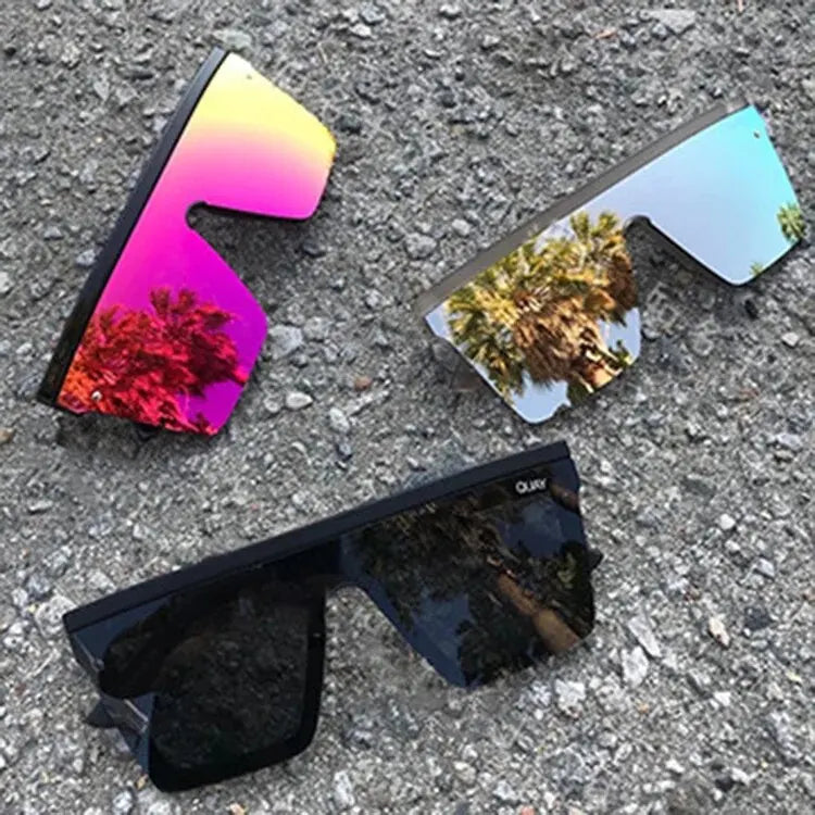 New Large-frame One-piece Sunglasses, European And American Fashionable Square Frame Sunglasses For Women, Colorful Glasses