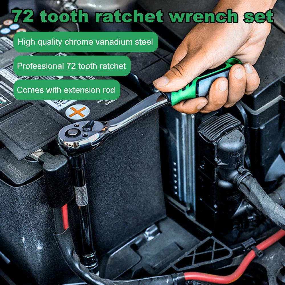 Ratchet Socket Wrench Set 1/4 3/8 1/2 Combination Motorcycle Car Repair Hand Tools Spanner Sleeves Head Auto Repairing Kit