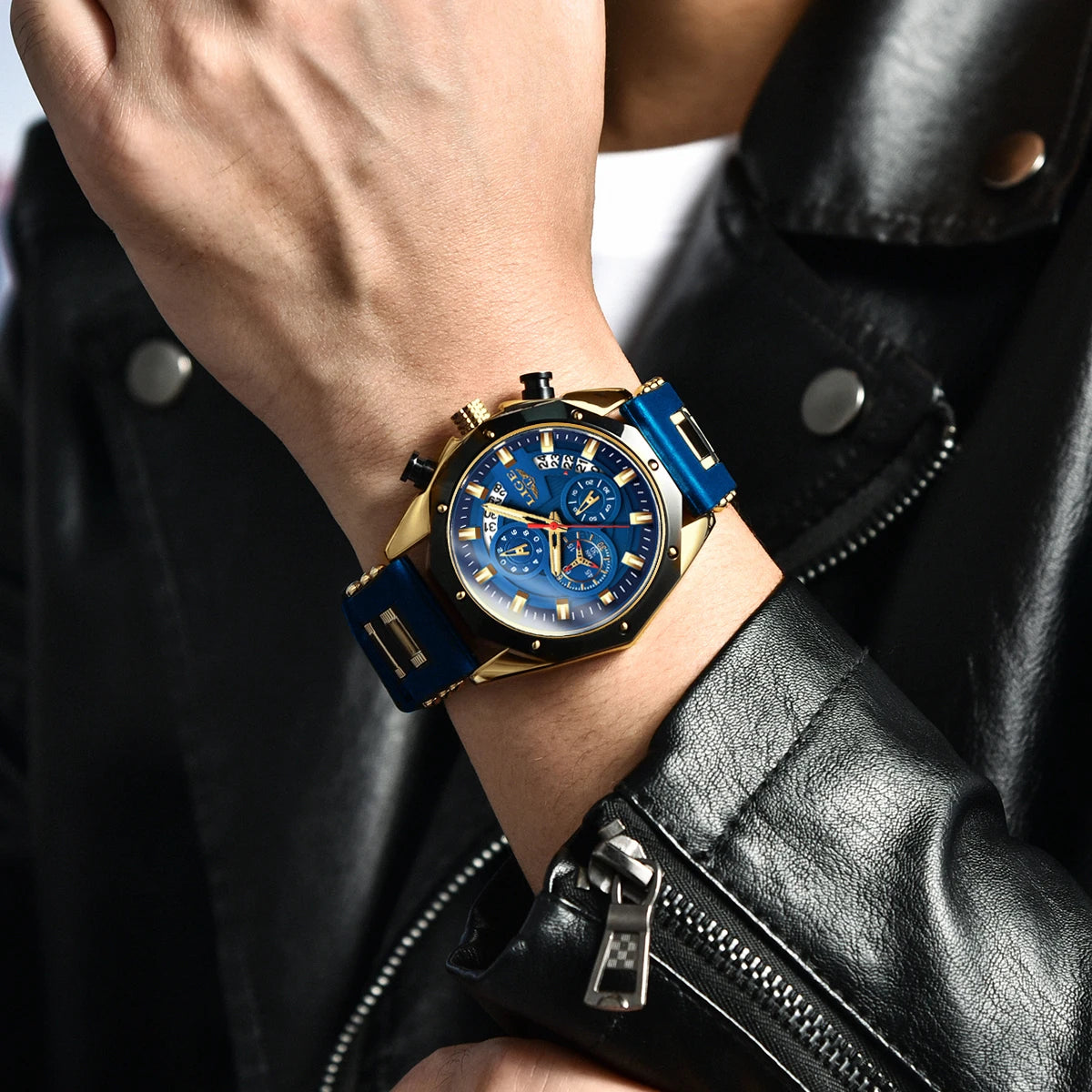 2024 LIGE New Fashion Mens Watches Top Brand Luxury Silicone Sport Watch Men Quartz Date Clock Waterproof Wristwatch Chronograph