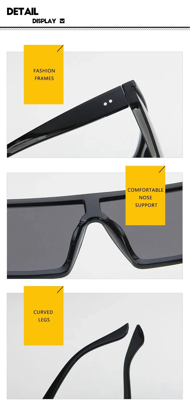 New Large-frame One-piece Sunglasses, European And American Fashionable Square Frame Sunglasses For Women, Colorful Glasses