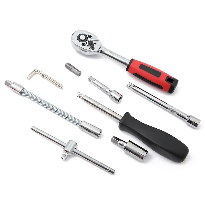 46/53 Piece/Set 1/4-Inch Socket Set Car Repair Tool Ratchet Torque Wrench Combo Auto Repairing Tool Set NEW Car Repair Tool Kit