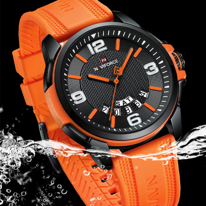 NAVIFORCE Creative TPU Strap Male Wristwatch Fashion Sports 3ATM Waterproof Quartz Day and Date Display Men Watches Reloj Hombre