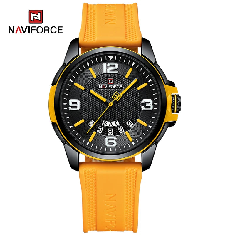 NAVIFORCE Creative TPU Strap Male Wristwatch Fashion Sports 3ATM Waterproof Quartz Day and Date Display Men Watches Reloj Hombre