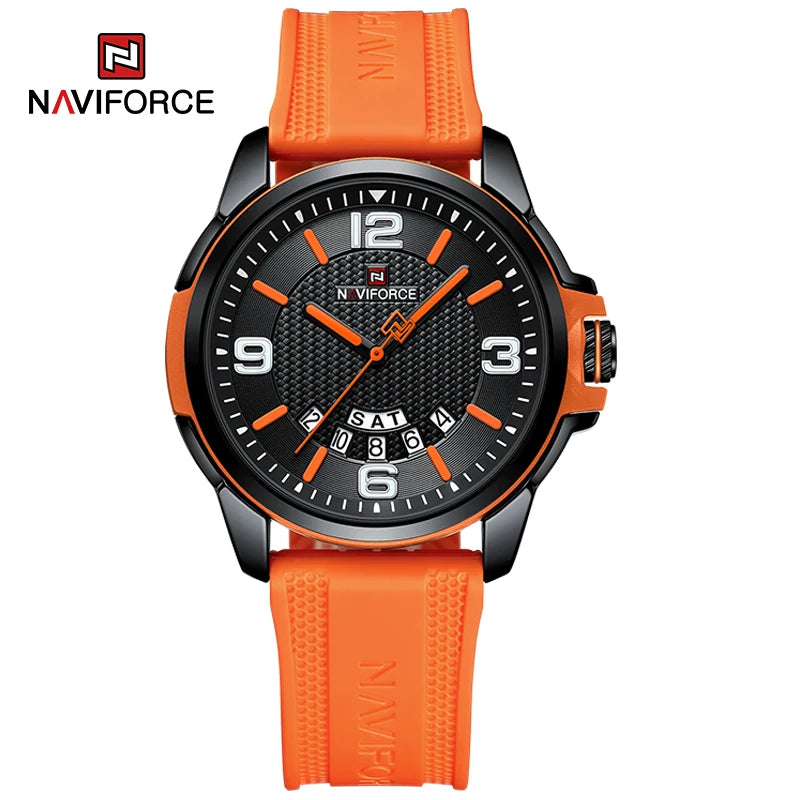 NAVIFORCE Creative TPU Strap Male Wristwatch Fashion Sports 3ATM Waterproof Quartz Day and Date Display Men Watches Reloj Hombre