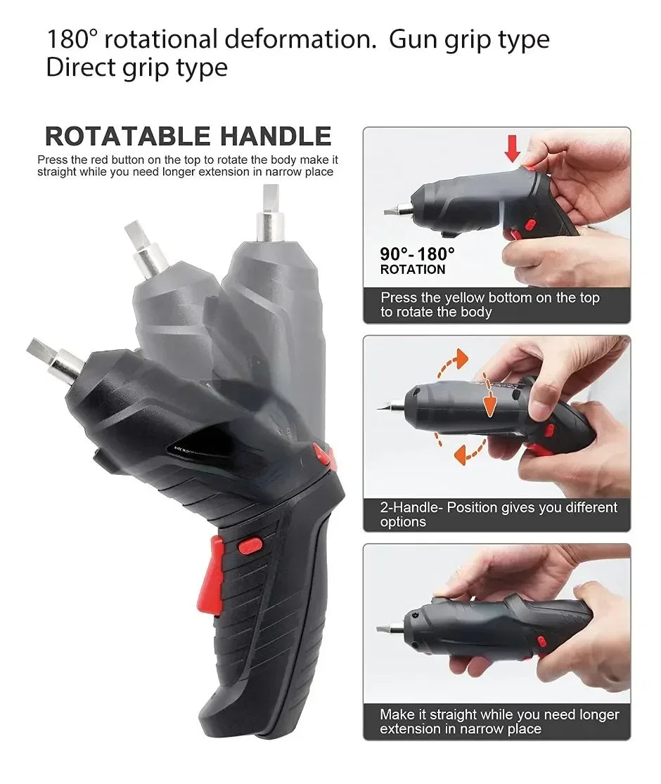 47pcs Electric Screwdriver Cordless Electric Kit Household Small Electric Drill Driver Front LED Light Easy For Small Home Tools