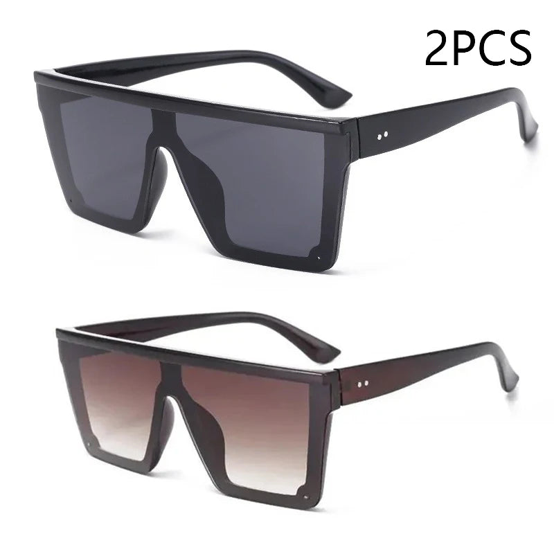 New Large-frame One-piece Sunglasses, European And American Fashionable Square Frame Sunglasses For Women, Colorful Glasses
