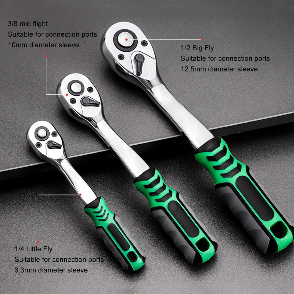 Ratchet Socket Wrench Set 1/4 3/8 1/2 Combination Motorcycle Car Repair Hand Tools Spanner Sleeves Head Auto Repairing Kit