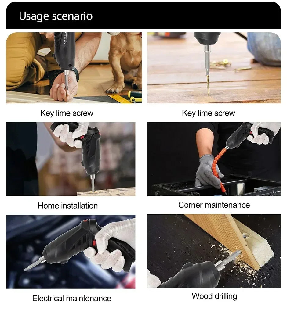 47pcs Electric Screwdriver Cordless Electric Kit Household Small Electric Drill Driver Front LED Light Easy For Small Home Tools