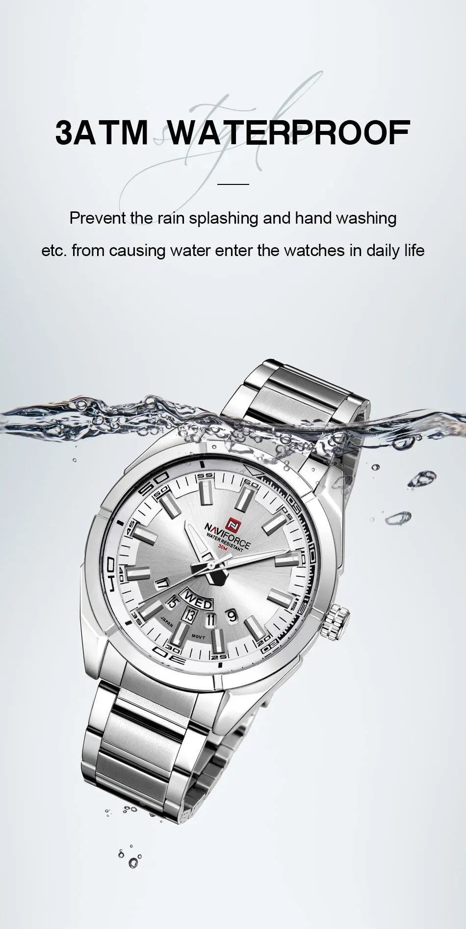 NAVIFORCE Classic Casual Watch for Men Stainless teel Sport Waterproof Male Watches Quartz Date Display Clock  Relogio Masculino