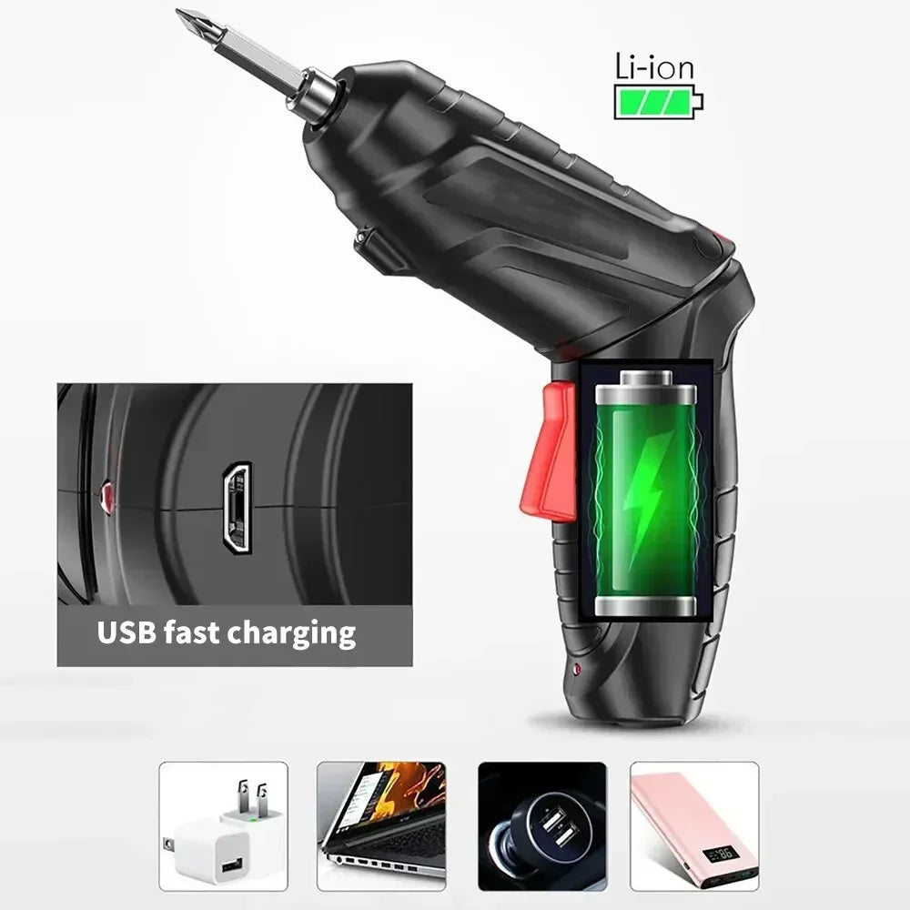 47pcs Electric Screwdriver Cordless Electric Kit Household Small Electric Drill Driver Front LED Light Easy For Small Home Tools