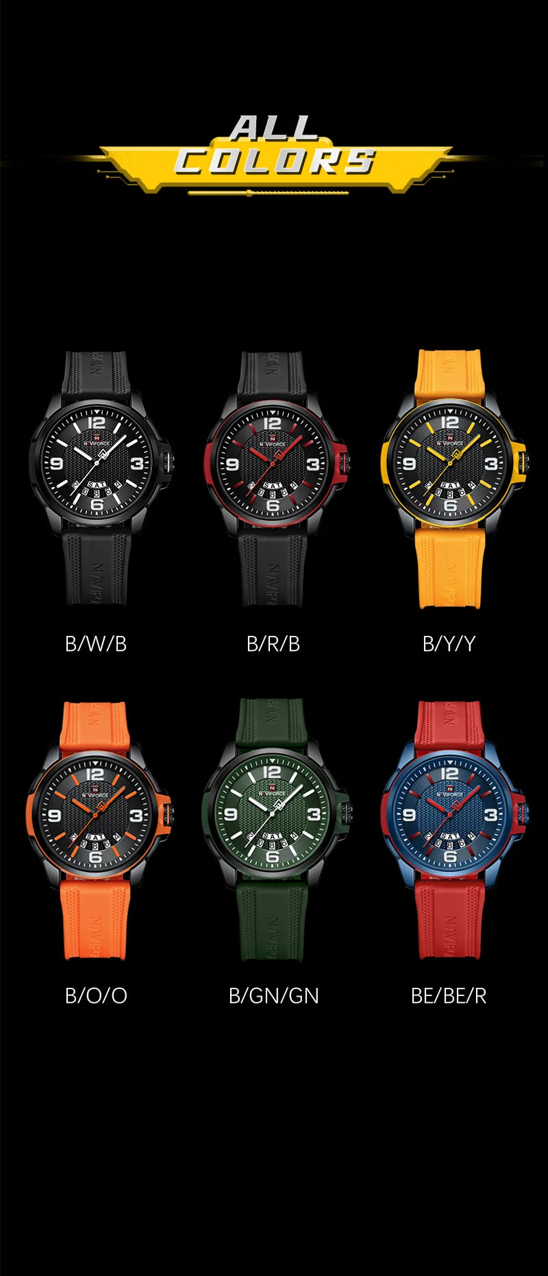 NAVIFORCE Creative TPU Strap Male Wristwatch Fashion Sports 3ATM Waterproof Quartz Day and Date Display Men Watches Reloj Hombre