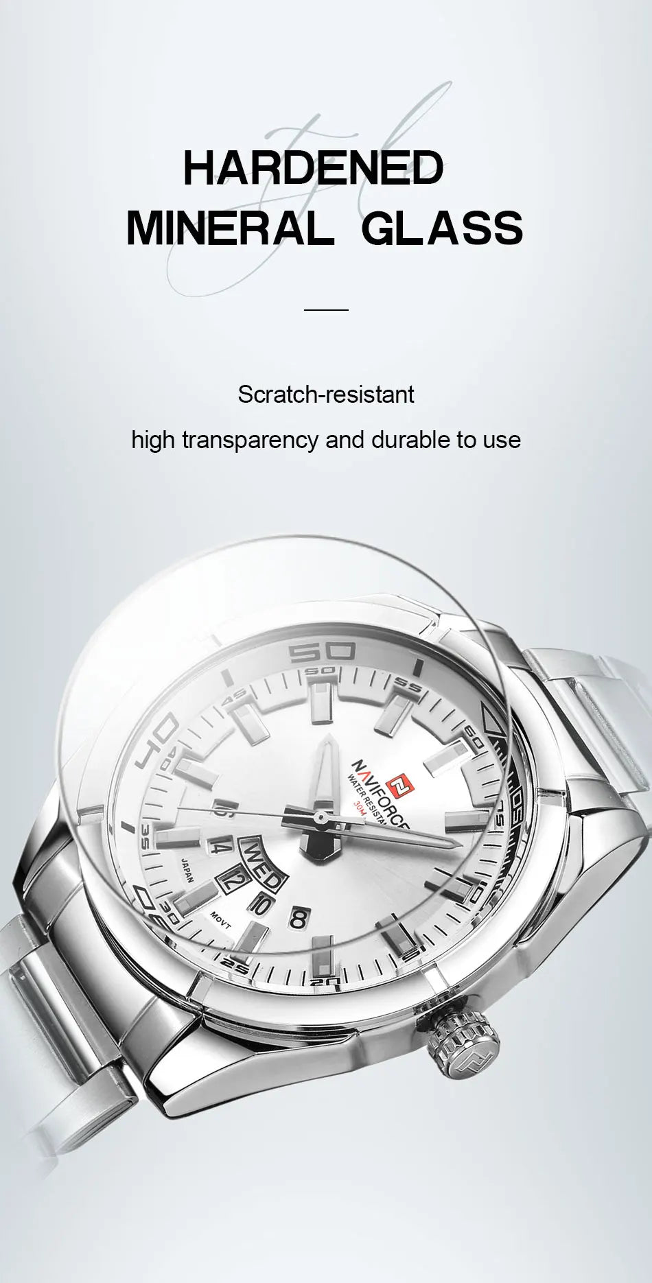 NAVIFORCE Classic Casual Watch for Men Stainless teel Sport Waterproof Male Watches Quartz Date Display Clock  Relogio Masculino