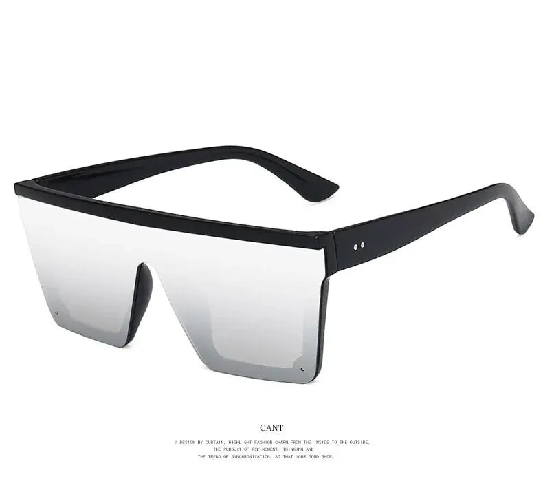 New Large-frame One-piece Sunglasses, European And American Fashionable Square Frame Sunglasses For Women, Colorful Glasses