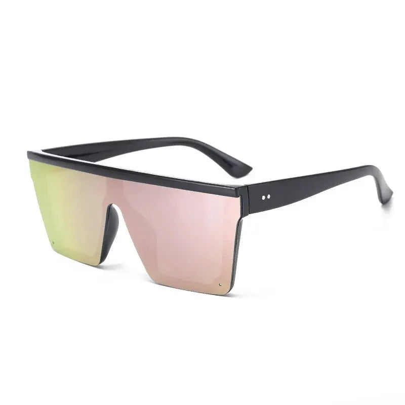 New Large-frame One-piece Sunglasses, European And American Fashionable Square Frame Sunglasses For Women, Colorful Glasses