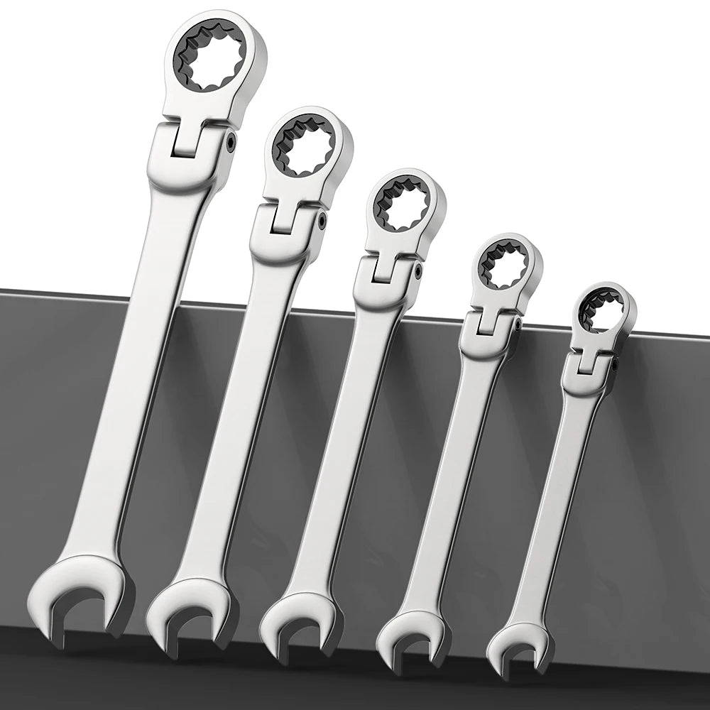 Flex-head Ratcheting Wrench Set,1Pcs Metric 6-24mm Chrome Vanadium Steel Universal Spanners for Car Repair Hand Tools