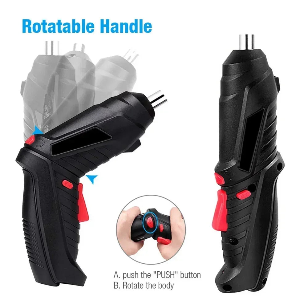 47pcs Electric Screwdriver Cordless Electric Kit Household Small Electric Drill Driver Front LED Light Easy For Small Home Tools
