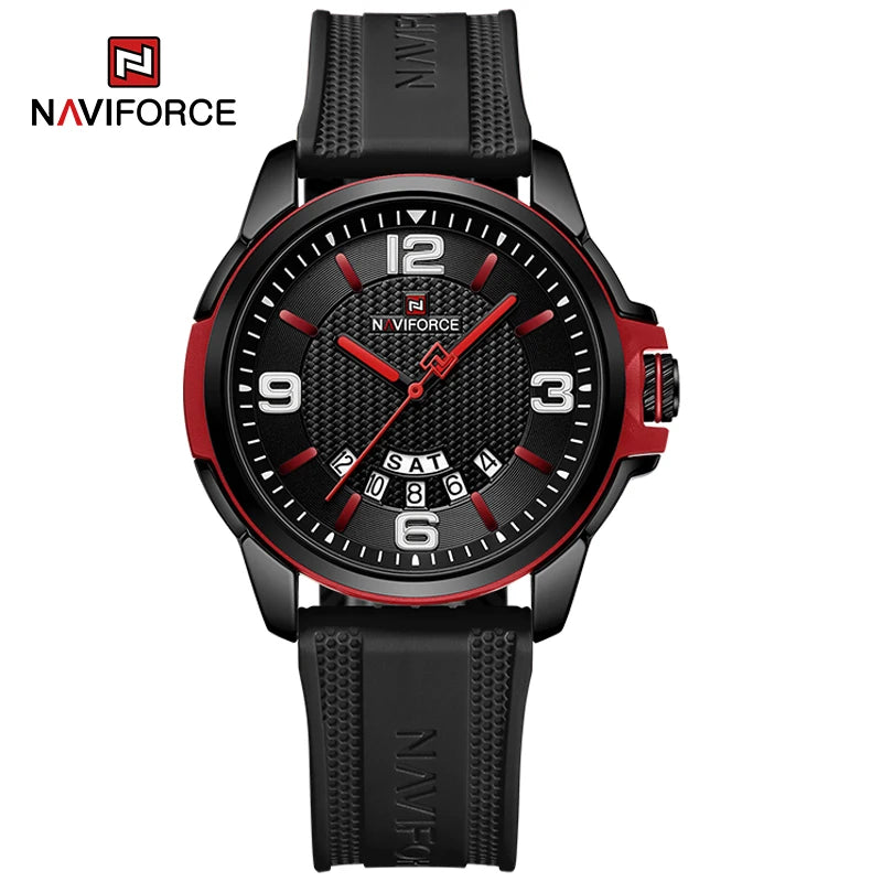 NAVIFORCE Creative TPU Strap Male Wristwatch Fashion Sports 3ATM Waterproof Quartz Day and Date Display Men Watches Reloj Hombre