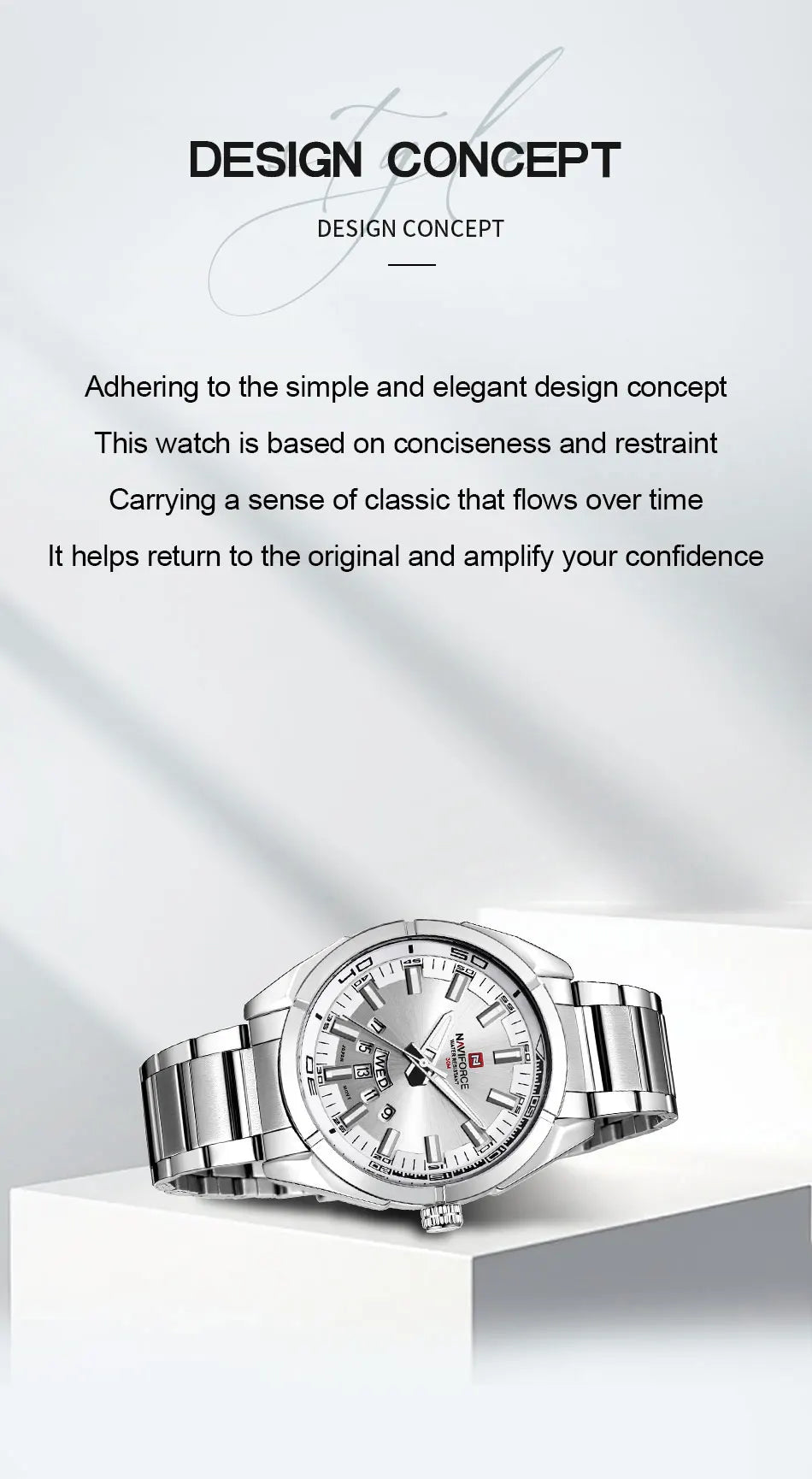 NAVIFORCE Classic Casual Watch for Men Stainless teel Sport Waterproof Male Watches Quartz Date Display Clock  Relogio Masculino