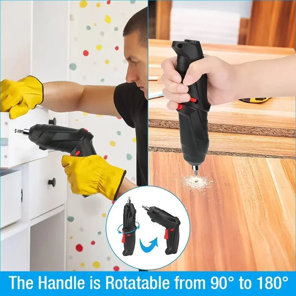 47pcs Electric Screwdriver Cordless Electric Kit Household Small Electric Drill Driver Front LED Light Easy For Small Home Tools