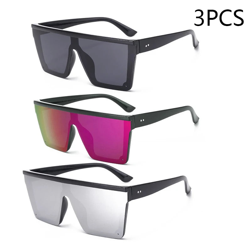 New Large-frame One-piece Sunglasses, European And American Fashionable Square Frame Sunglasses For Women, Colorful Glasses