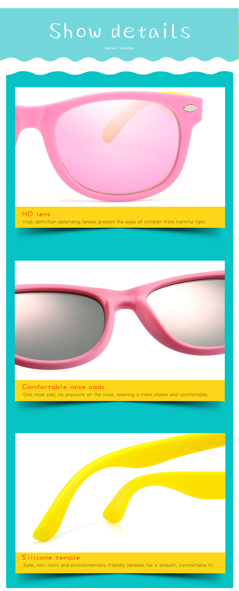 RUISIMO Fashion Kids Sunglasses Children Polarized Sun Glasses Boys Girls Glasses Silicone Safety Baby Shades UV400 Eyewear