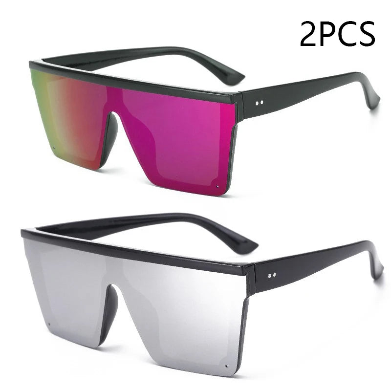 New Large-frame One-piece Sunglasses, European And American Fashionable Square Frame Sunglasses For Women, Colorful Glasses