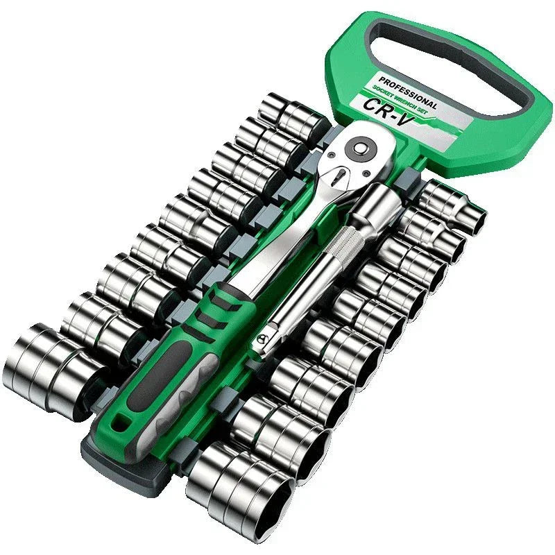 Ratchet Socket Wrench Set 1/4 3/8 1/2 Combination Motorcycle Car Repair Hand Tools Spanner Sleeves Head Auto Repairing Kit