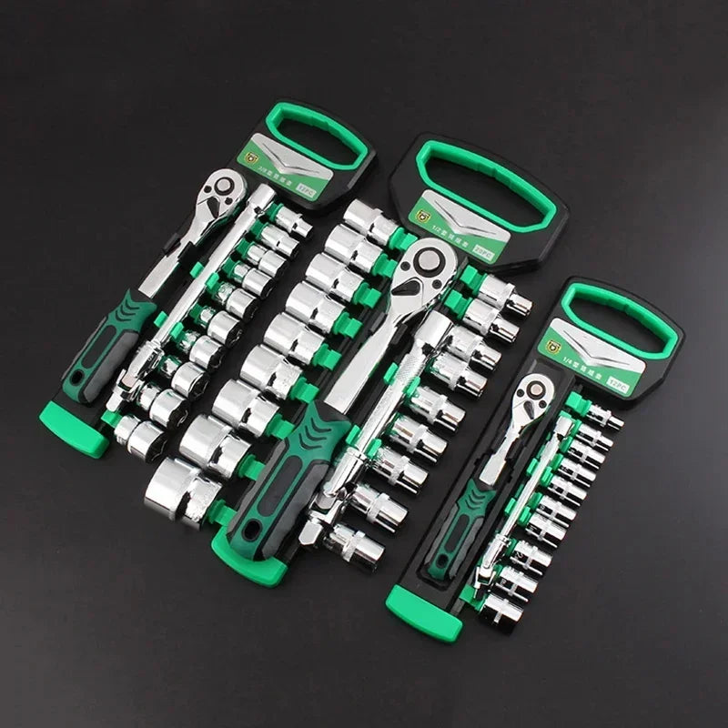 Ratchet Socket Wrench Set 1/4 3/8 1/2 Combination Motorcycle Car Repair Hand Tools Spanner Sleeves Head Auto Repairing Kit