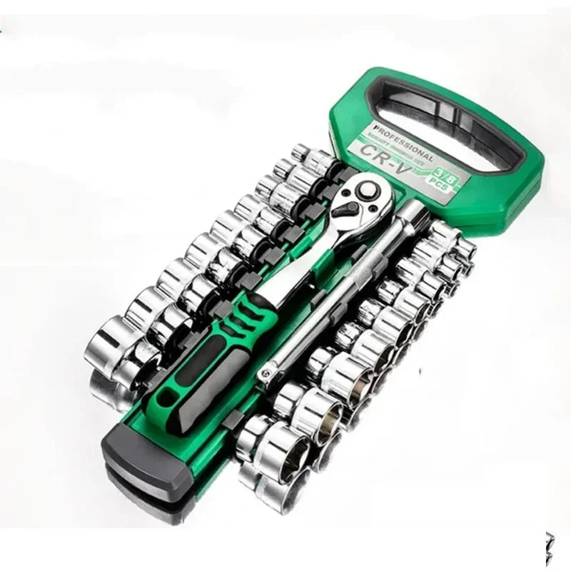 Ratchet Socket Wrench Set 1/4 3/8 1/2 Combination Motorcycle Car Repair Hand Tools Spanner Sleeves Head Auto Repairing Kit