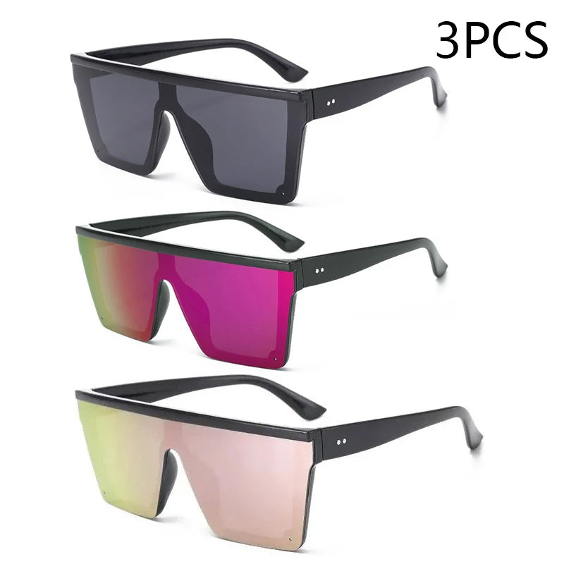 New Large-frame One-piece Sunglasses, European And American Fashionable Square Frame Sunglasses For Women, Colorful Glasses