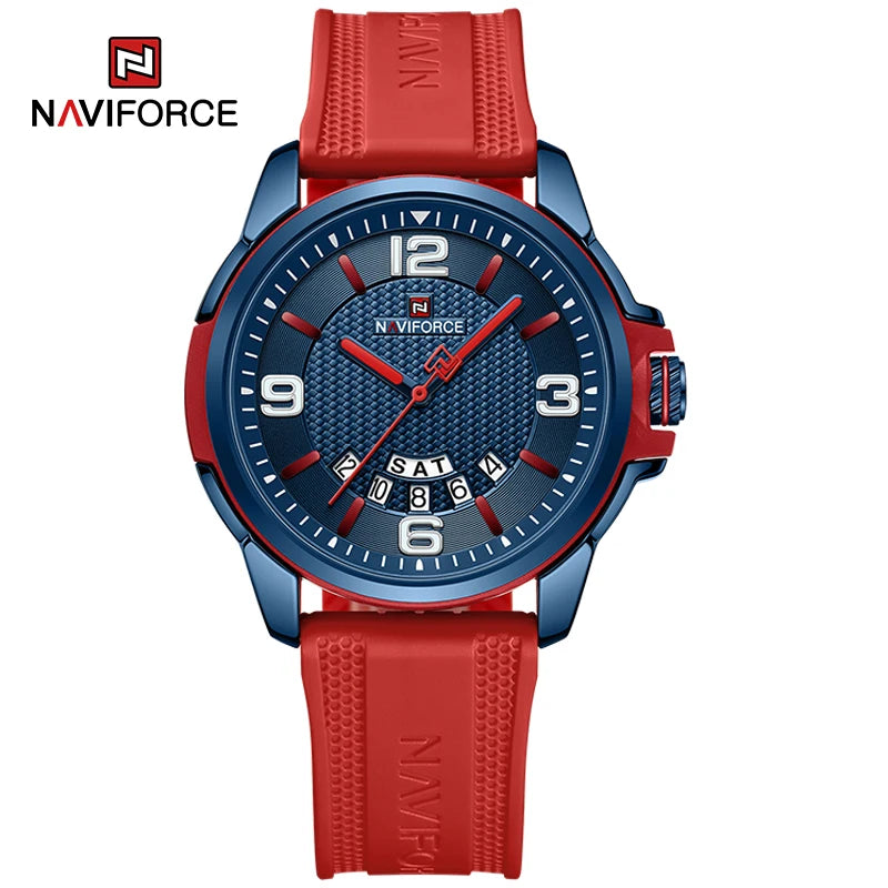 NAVIFORCE Creative TPU Strap Male Wristwatch Fashion Sports 3ATM Waterproof Quartz Day and Date Display Men Watches Reloj Hombre