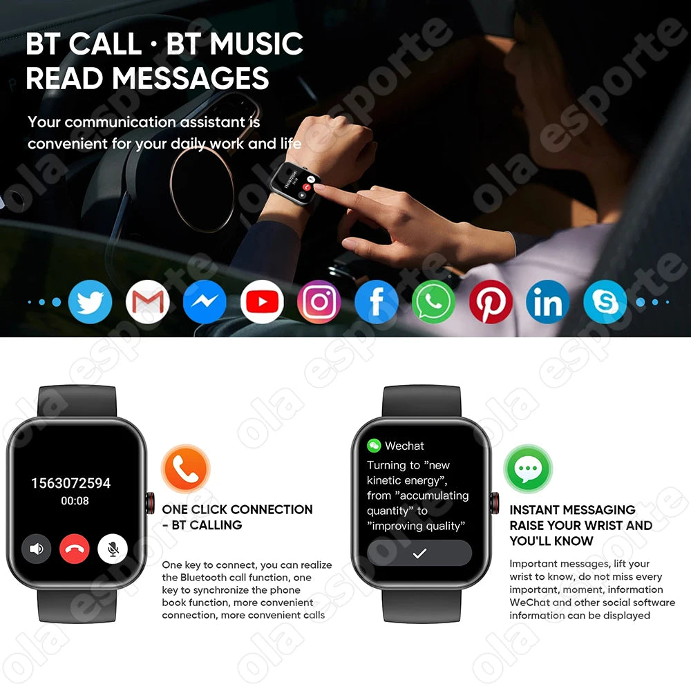 Smart Watch GTS Men Women 1.77 Full Touch Screen Sports Fitness Watch Bluetooth Call Android Phone Digital Multidial Smartwatch