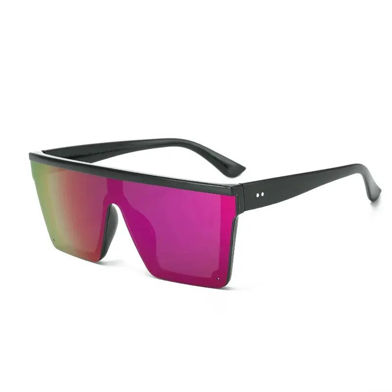 New Large-frame One-piece Sunglasses, European And American Fashionable Square Frame Sunglasses For Women, Colorful Glasses