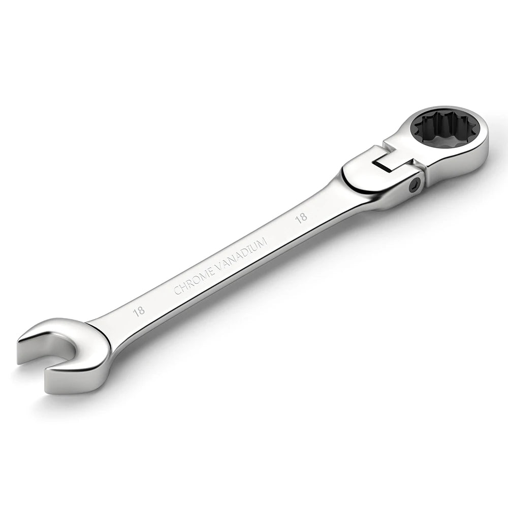 Ratchet Spanner Wrench Set 8-22mm Gear Ring Ratcheting Combination Wrench Kit Metric Flexible Head with Canvas Bag