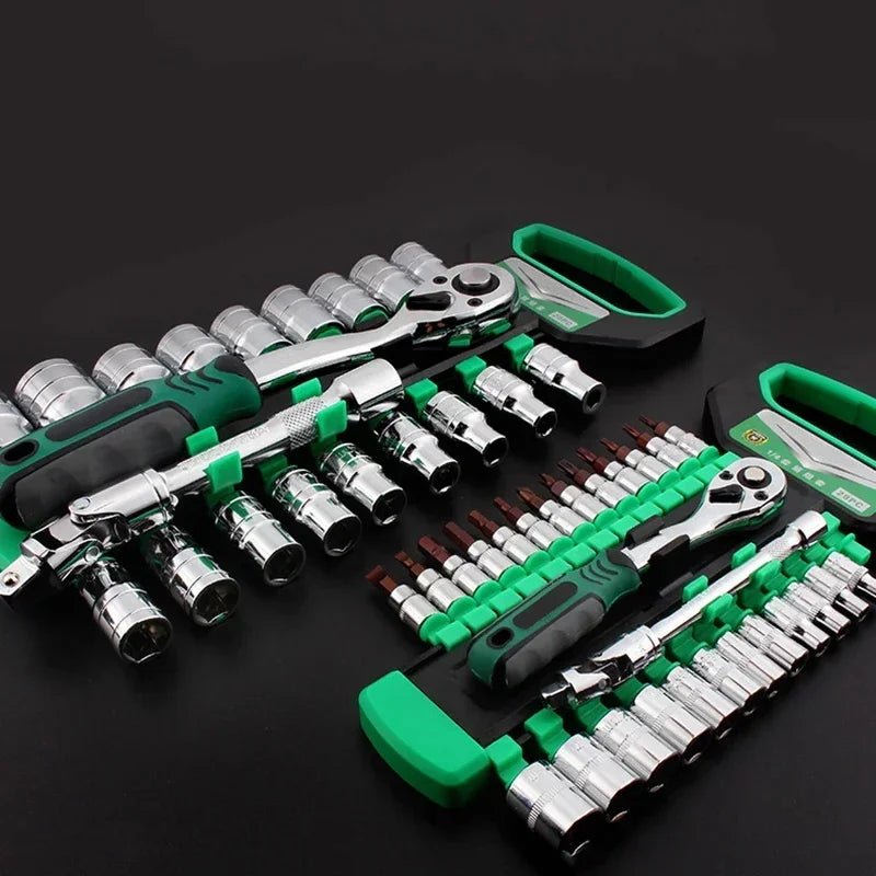 Ratchet Socket Wrench Set 1/4 3/8 1/2 Combination Motorcycle Car Repair Hand Tools Spanner Sleeves Head Auto Repairing Kit
